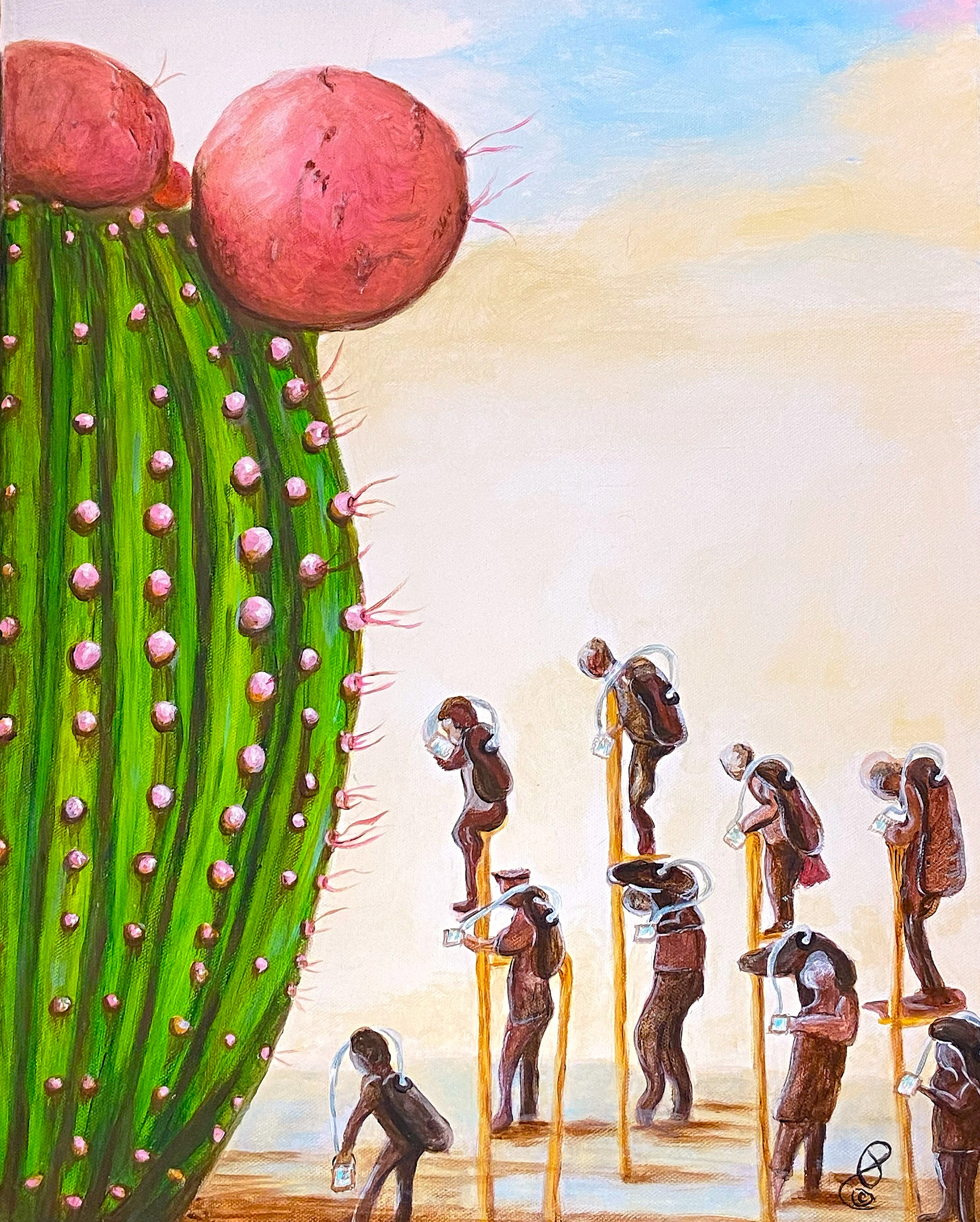 lining up for cactus water — full resolution