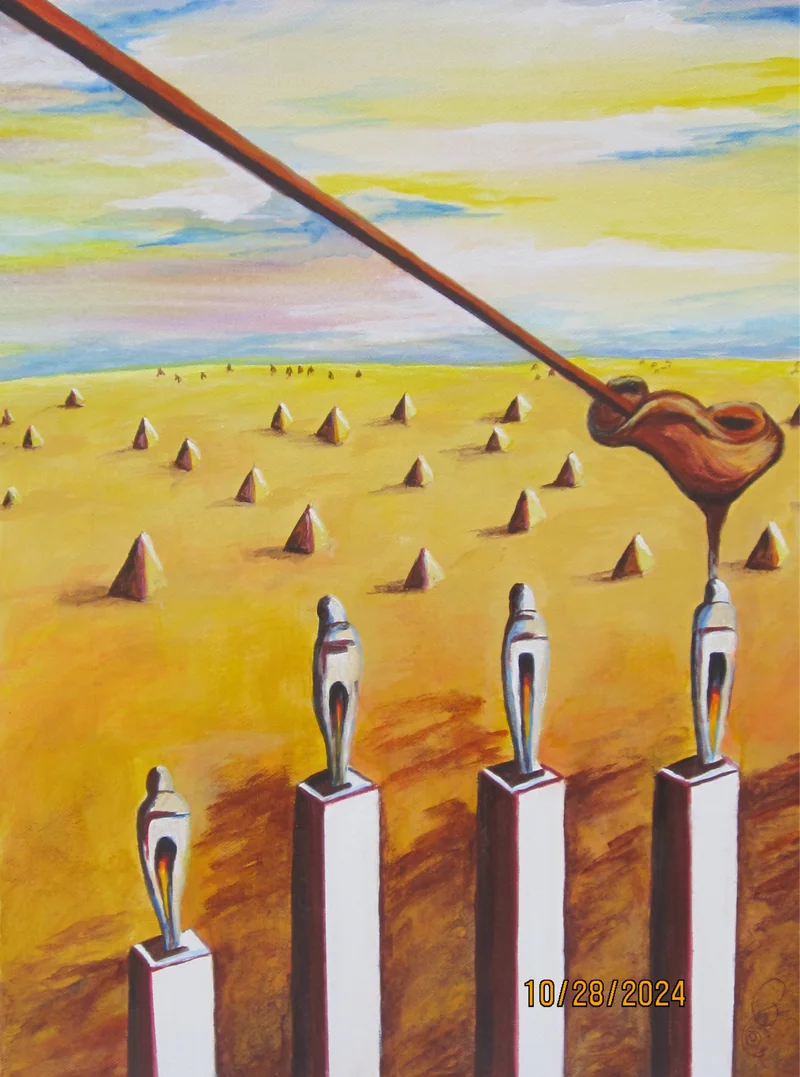 lining up for food cubes